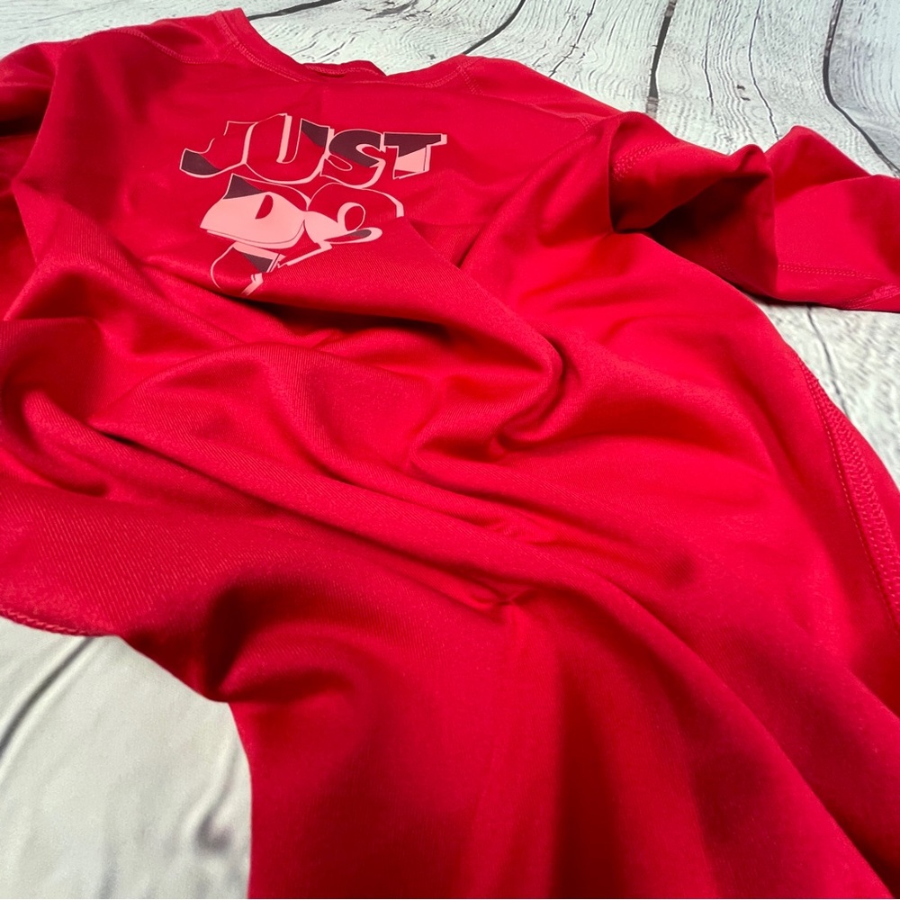 NIKE Pro red long sleeve thermal fleece lined crew neck logo top, size M - Picture 10 of 16